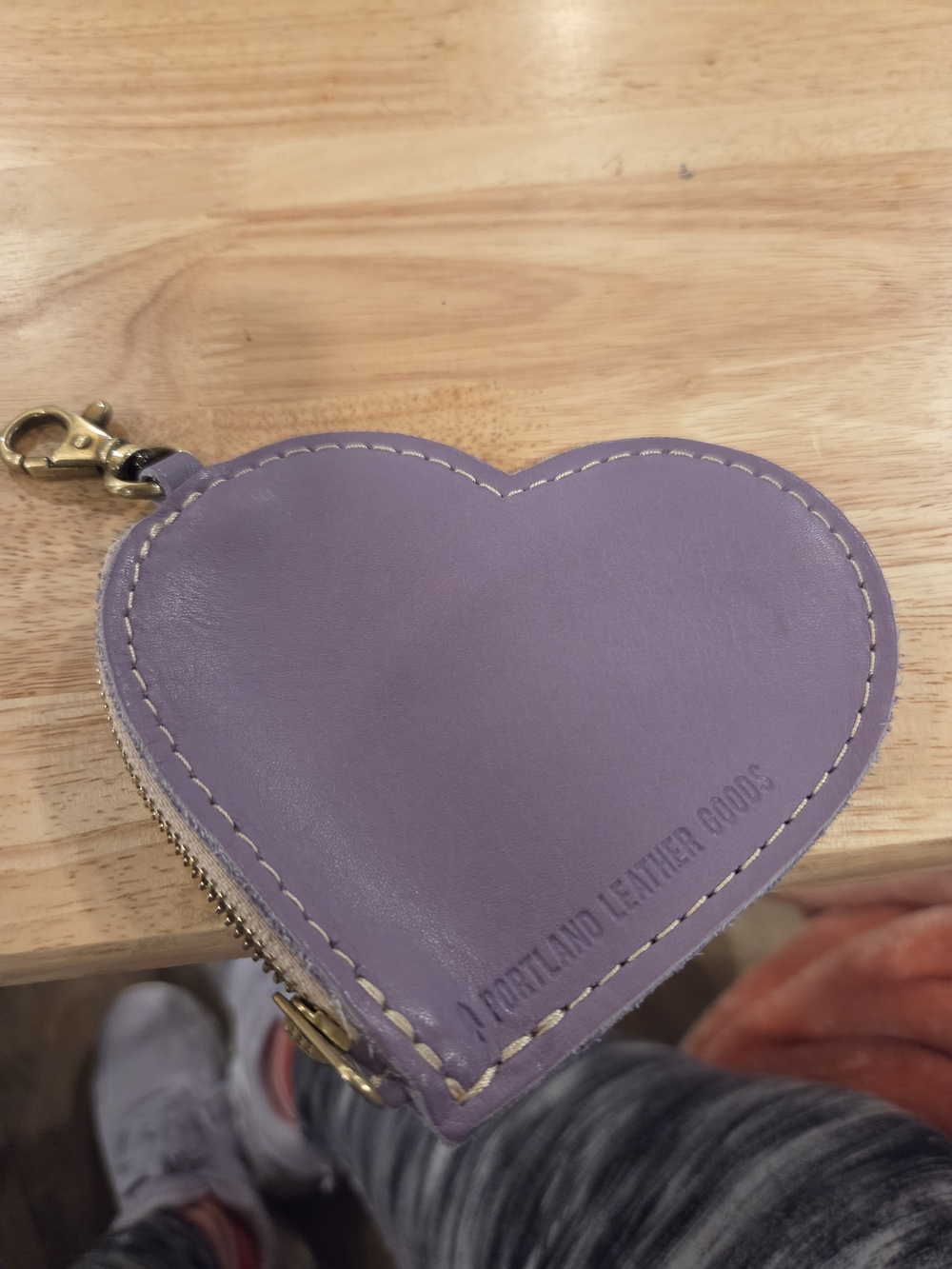 Portland Leather Lavender Heart Coin Pouch